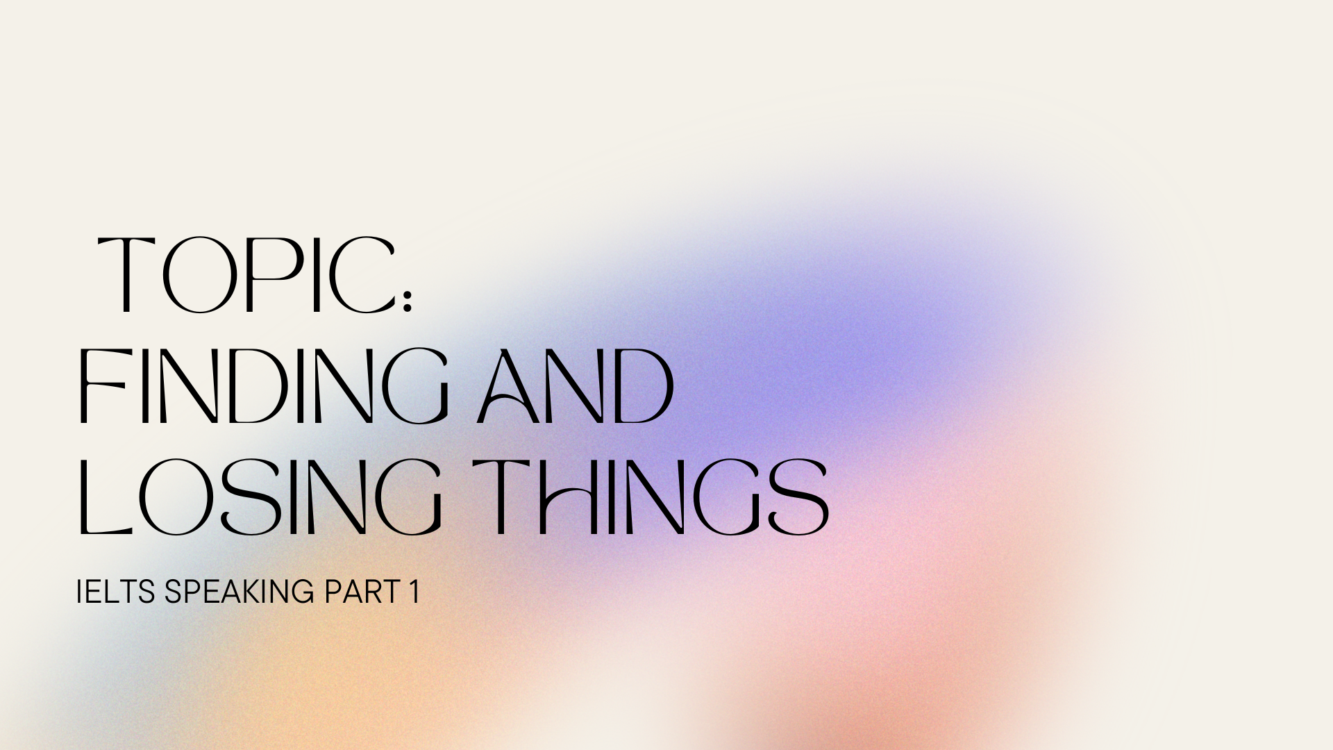 Topic Finding and Losing things